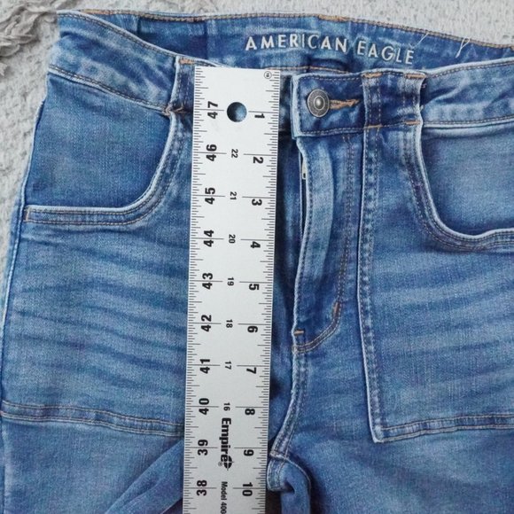 American Eagle Outfitters Super High Rise Flare Leg Jean Womens 2 Blue Denim Y2K - Picture 12 of 16